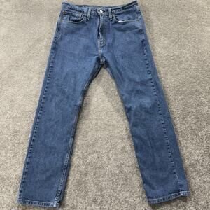 Levis 505 Mens Jeans 34x30 Fits 32x30 Blue Denim Reg Fit Straight Leg Classic